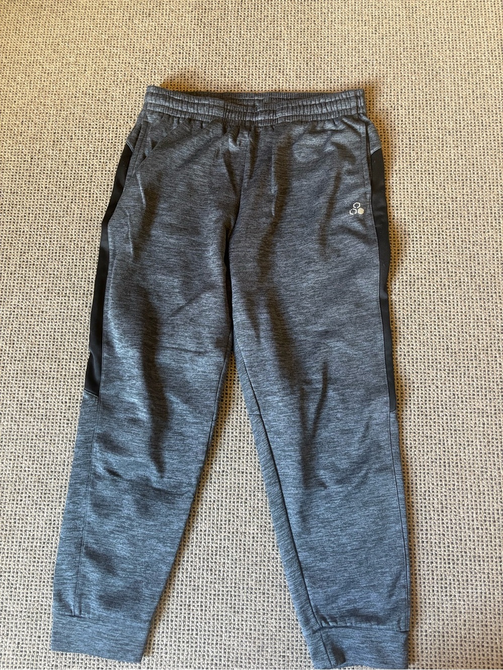 tek gear Men's Dark Gray Jogger Sweatpants with Black Side Panels